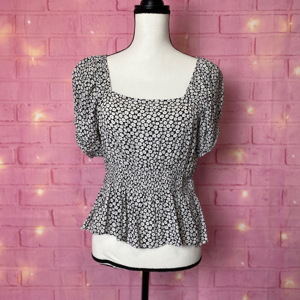 ASOS “Pieces” Square Neck Ditsy Print Top